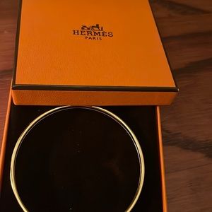 Plain Gold-Plated enamel extra thin Bracelet from Hermes.